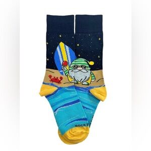 Colorful Gnome Surfer Beach Socks
